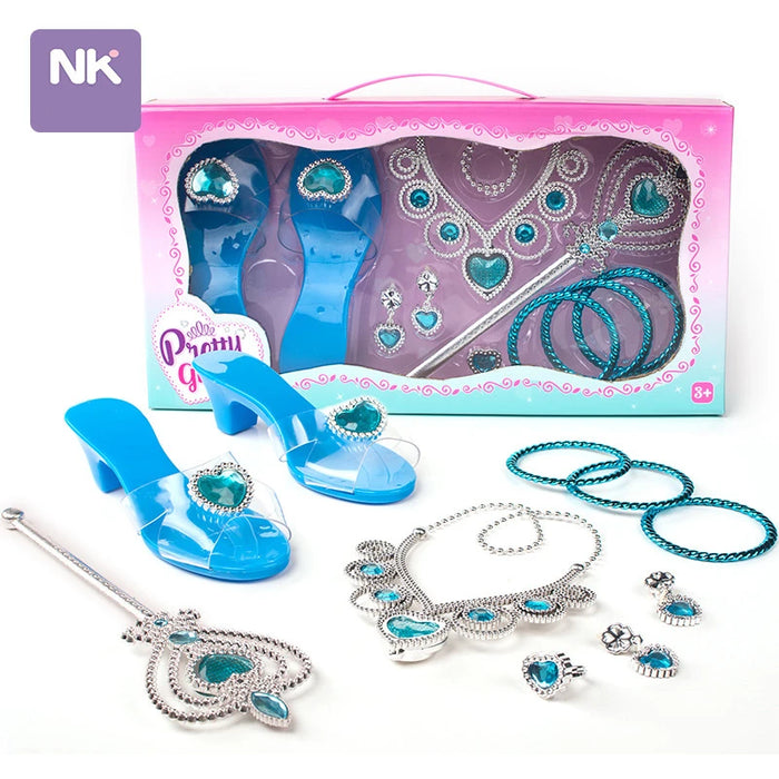 Ensemble de bijoux et accessoires de princesse pour petites filles – vêtements, chaussures, couronne, collier, bague et jouets de maquillage