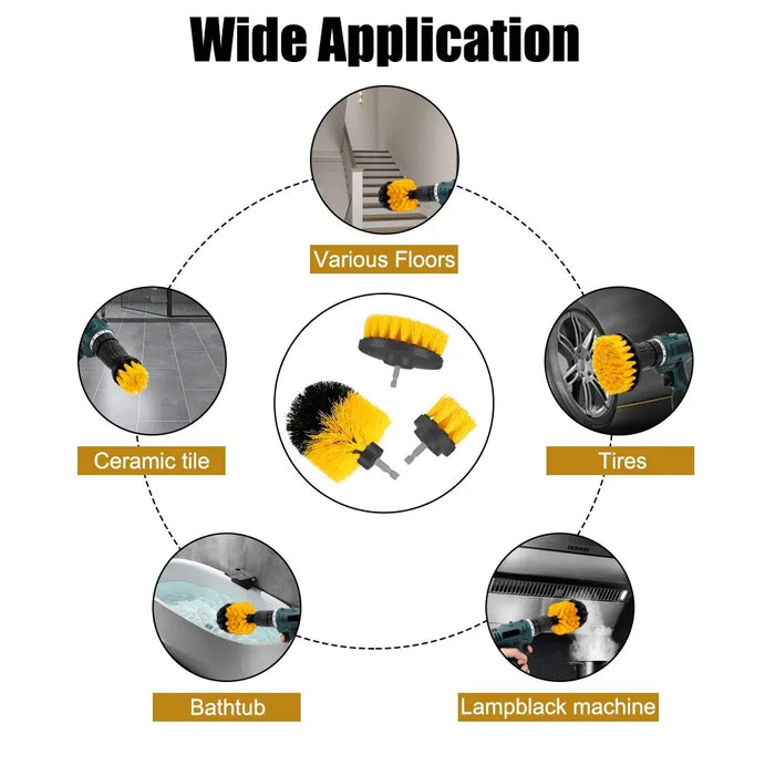 Effektives 3-teiliges Bohrbürsten-Set für die Autoreinigung – harte Bürsten für Detaillierung und Reinigung