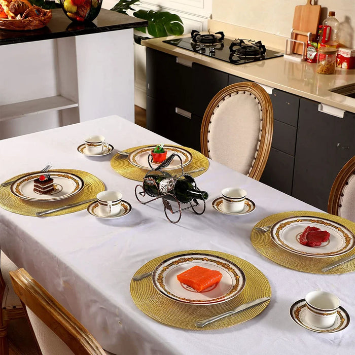 Lot de 6 sets de table ronds tressés 34 cm pour tables à manger – sets de table lavables et antidérapants inspirés de Noël et d'Halloween