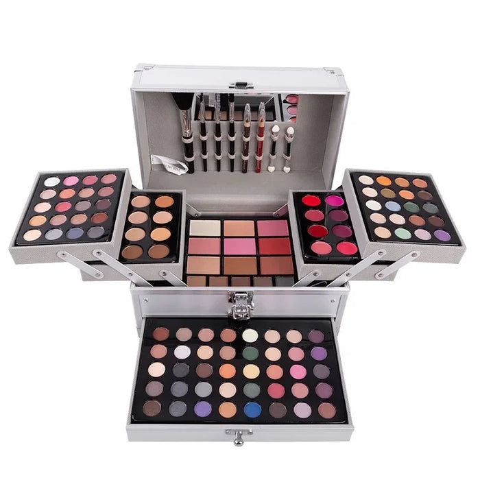 Make-up-Set für Frauen – Komplettset mit Gesichtspuder, Lidschattenpalette, Lippenstift, Make-up-Pinseln, Highlighter und Bronzer