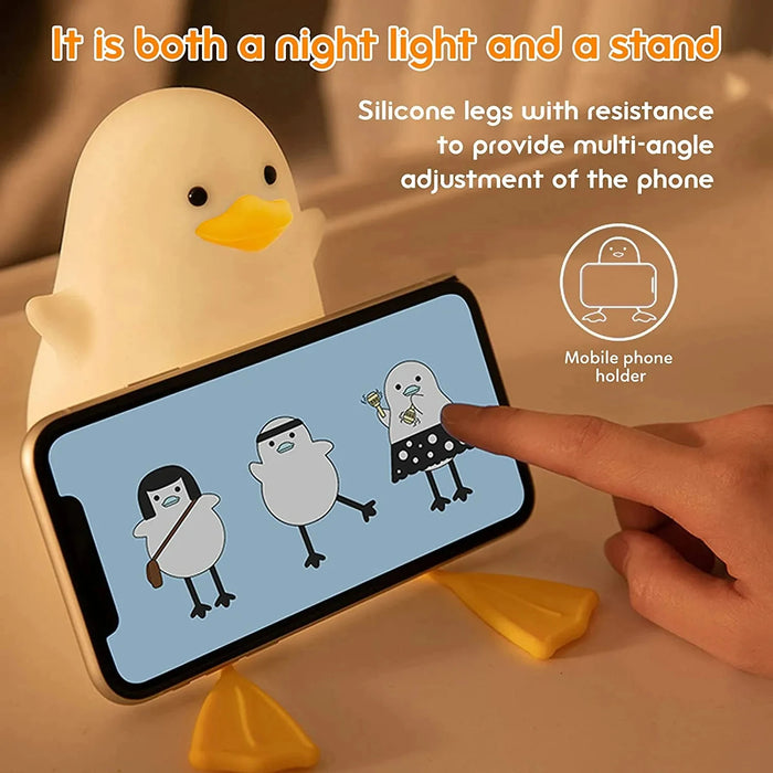 Lampe de nuit en forme de canard en silicone - Lampe LED rechargeable à commande tactile pour enfants, compagnon de lit parfait