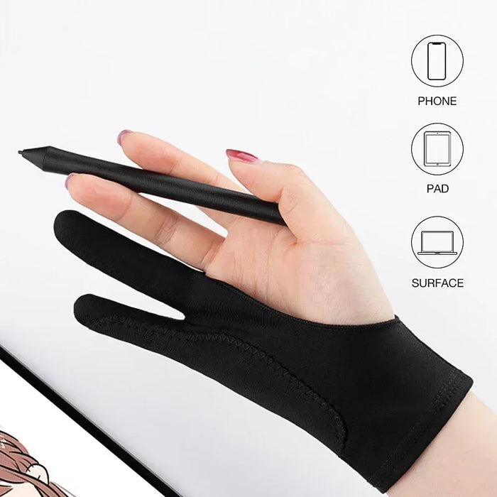 Guantes para dibujar con dos dedos S/M/L, anticontaminación táctil para tableta, Tafel Digital, pantalla táctil, pintura al óleo, suministros de arte de oficina