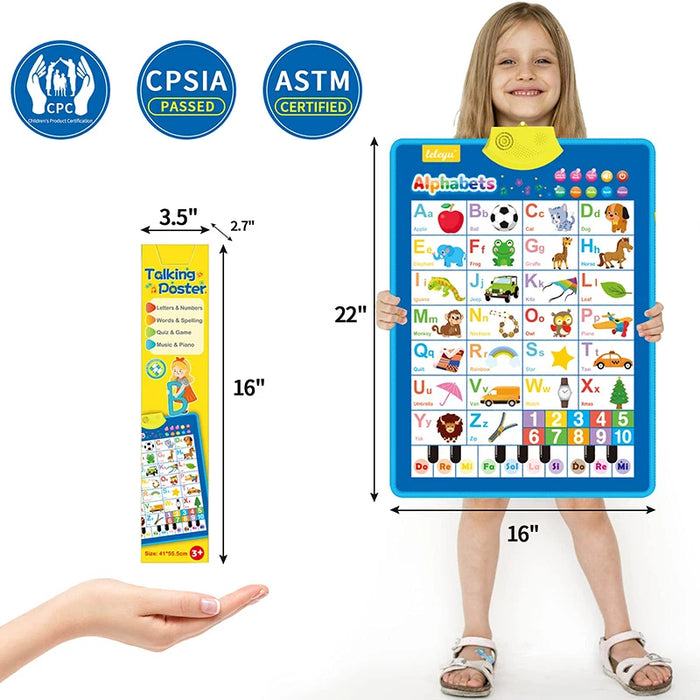 Elektronische Wandtafel mit englischem Alphabet – sprechende ABC-Buchstaben und -Zahlen, Musiktitel zum Lernen und lustige Geschenke für Kleinkinder