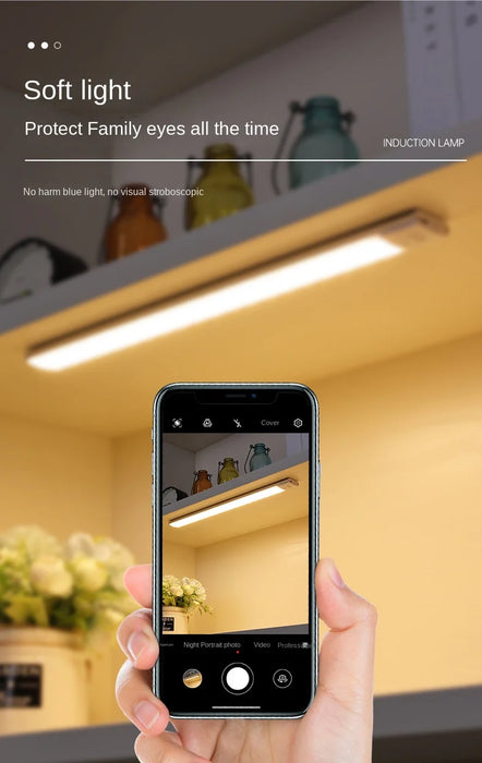 Kabelloses LED-Nachtlicht mit Bewegungsmelder – wiederaufladbare USB-Schrankleuchte für Küche und Kleiderschrank