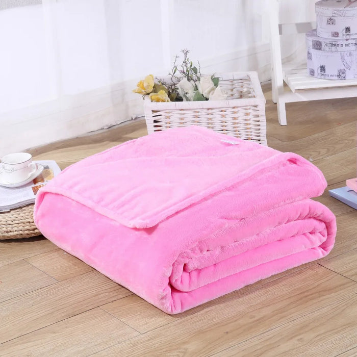 Weiche 230 g/m² Korallen-Fleece-Flanelldecke – warme, einfarbige Tagesdecke und Sofabezug in Blau oder Rosa