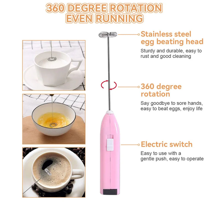 Wireless Mini Electric Coffee Whisk and Frother - Handheld Egg Beater and Cappuccino Frother for the Kitchen