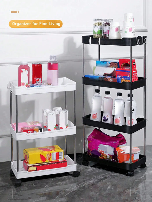 Chariot de rangement mobile compact avec étagères réglables – Idéal pour les cuisines, salles de bains et salons