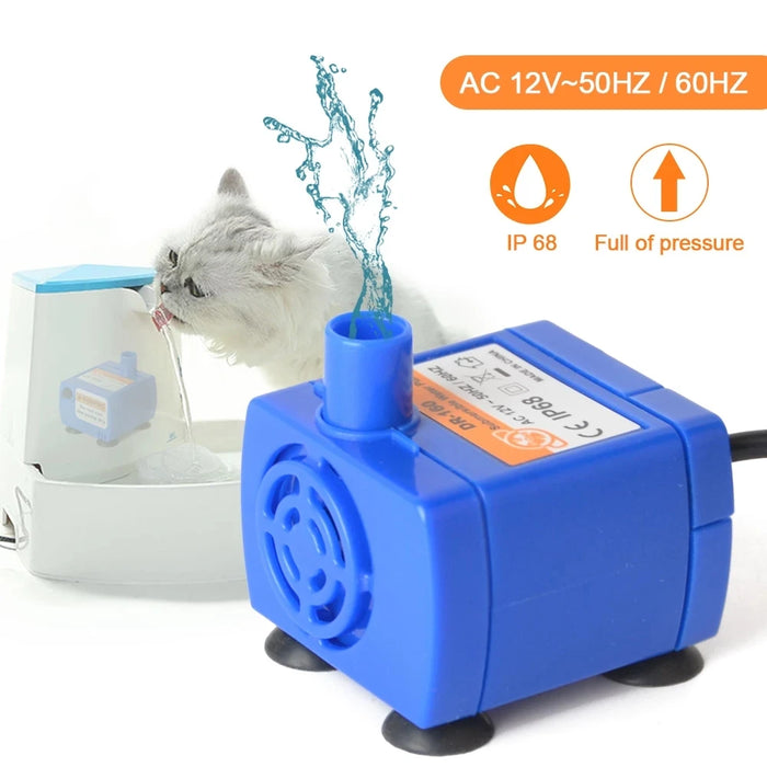 Pompe à eau lumière LED pour bol d'eau pour chat, moteur de remplacement pour fleurs et fontaines à eau pour chat, fournitures pour animaux de compagnie