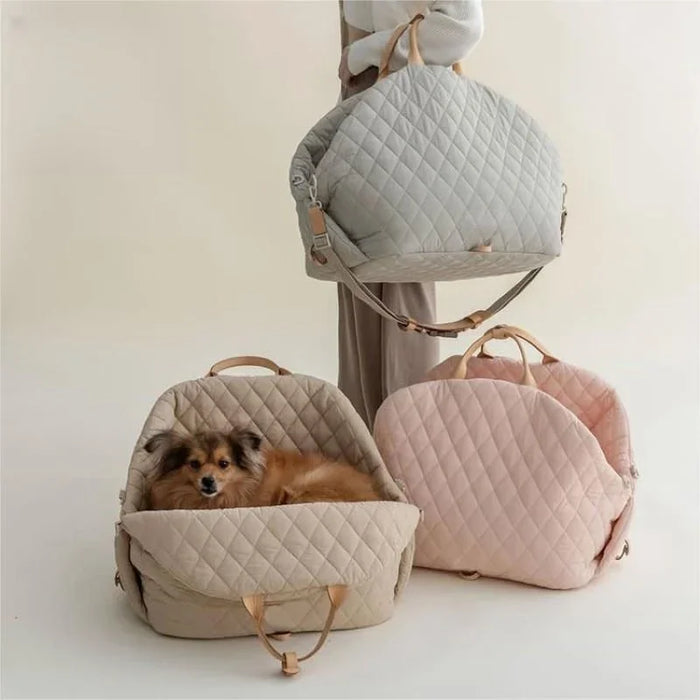 Bolsa de lujo para asiento de coche para perros, cama de viaje portátil para perros y gatos pequeños, bolsa de transporte lavable y segura para cachorros