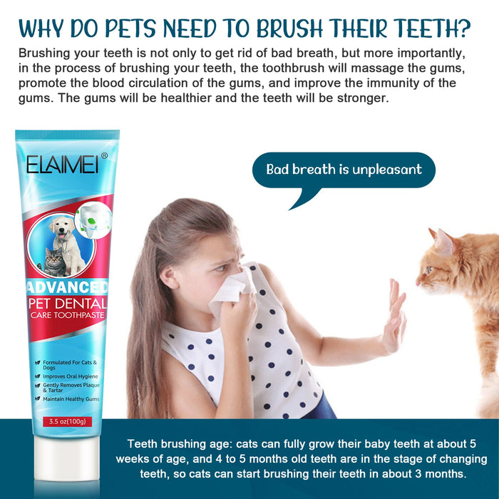 Dentifrice à la menthe pour animaux de compagnie - Favorise des gencives saines et nettoie la mauvaise haleine des chiens et des chats