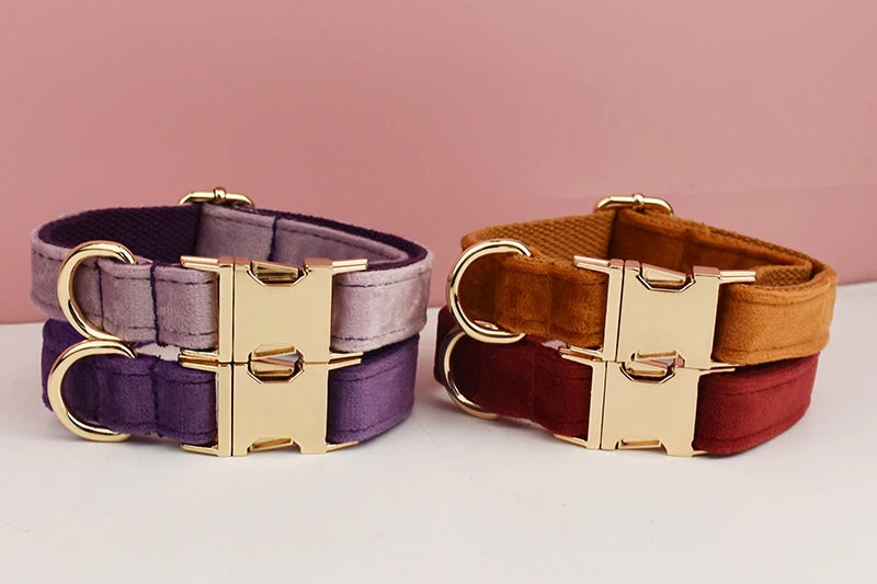 Ensemble collier, harnais et laisse pour chien personnalisé de luxe avec logo personnalisé et nœud papillon détachable