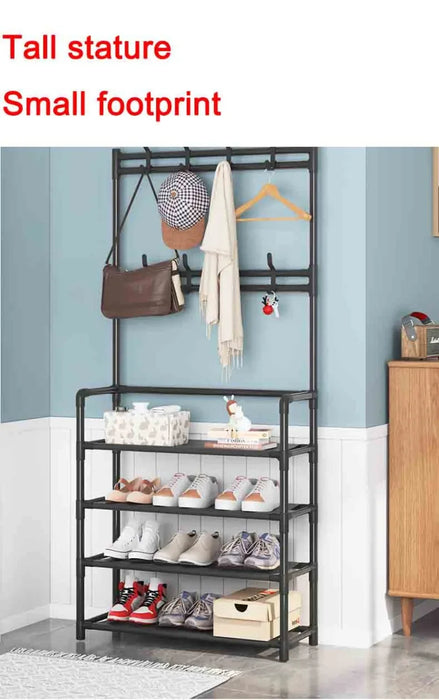 Étagère à chaussures multicouche et cintre pour le rangement de la porte – Cintre DIY pour la maison, la chambre d'étudiant, le balcon et le couloir.