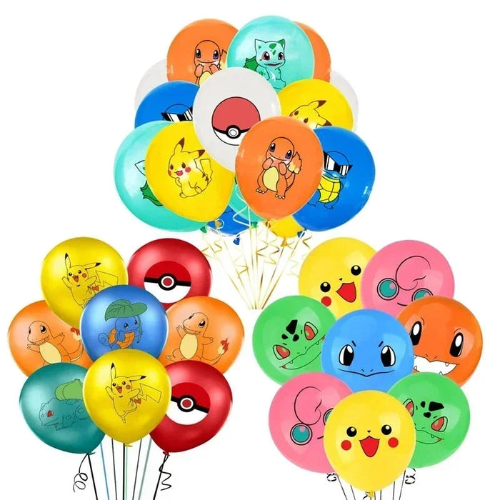 Ensemble de ballons en latex Pokémon Pikachu avec Pikachu, Carapuce et Salamèche – Décorations de fête d'anniversaire et de fête pour enfants