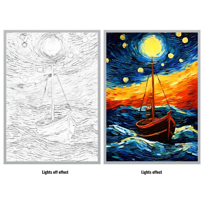 Pintura al óleo creativa y brillante del cielo estrellado de Van Gogh, decoración conectada por USB para sala de estar, dormitorio y entrada, lámpara de ambiente única como regalo