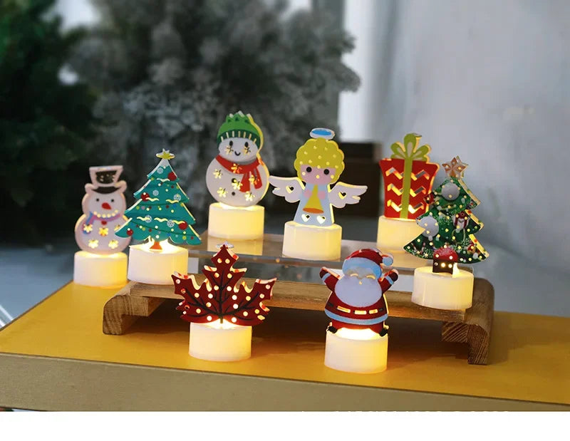 Décorations en toile du père noël LED pour la maison 2024, ornements de noël en toile pure, cadeaux de noël et cadeaux du nouvel an