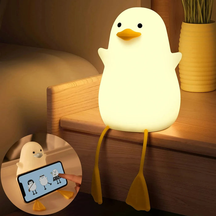 Lampe de nuit en forme de canard en silicone - Lampe LED rechargeable à commande tactile pour enfants, compagnon de lit parfait