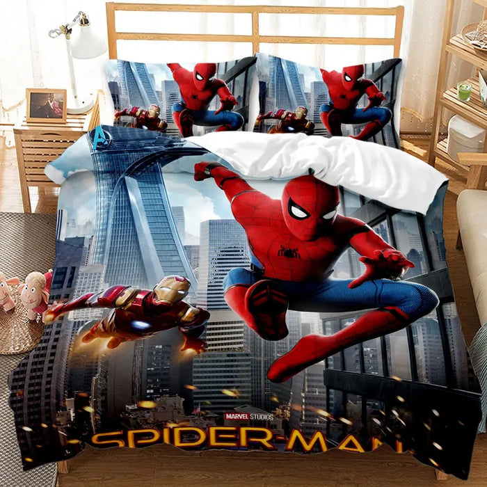 Spiderman-Bettwäsche-Set mit Bettdecke – universelles Design für Kinder und Erwachsene, modernes bedrucktes Doppelbett, einschließlich King-Size-Bett