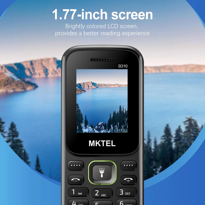 MKTEL B310 Barphone con Pantalla de 1.77", 2G, Dual SIM, Dual Standby, Lámpara Puguang, 800mAh, MP3/MP4/Radio FM/Bluetooth/GPRS