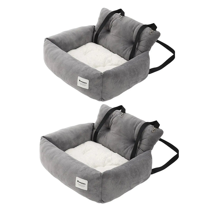 Asiento para perro, coche, SUV, cama para cachorro con correa fija, Base antideslizante desmontable multifuncional, lavable, portátil, gris para viajar