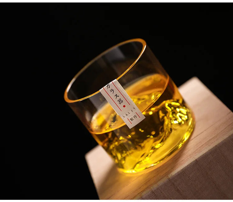 Verre à whisky de montagne 3D japonais au design glacier – Verre à whisky et vodka à l'ancienne dans une boîte en bois