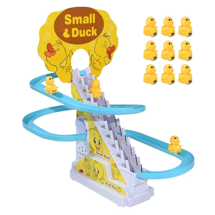 Petit canard électrique pour enfants, jouet d'escalade d'escalier, bricolage, piste de course ferroviaire, musique, montagnes russes, jouet de canard pour bébé et enfants, cadeau