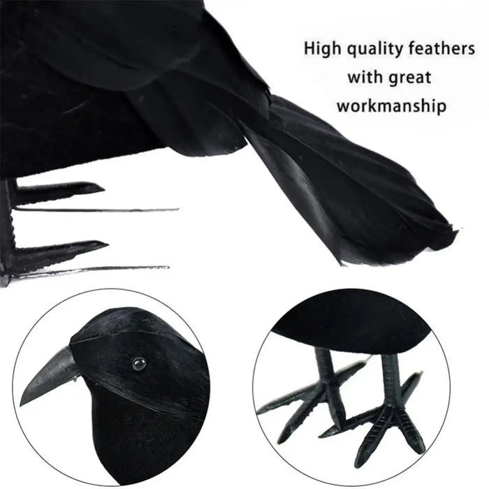 Décoration d'Halloween Simulation Black Crow - Accessoires d'oiseaux effrayants pour les festivités