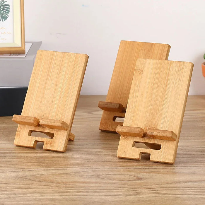 Soporte para teléfono de escritorio de bambú: práctico soporte de madera para teléfono inteligente con función de carga y diseño creativo