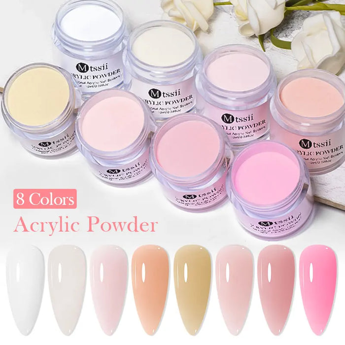 Mtssii 10g Poudre Acrylique Rose Clair Blanc - Polymère Professionnel pour Extension d'Ongles sans Traitement de Lampe - Accessoires pour Ongles