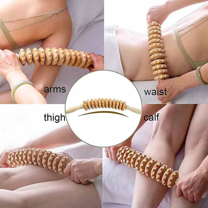 Holz-Therapie-Roller-Massagegerät für Cellulite und Körperformung – Lymphdrainage und Gewichtsverlust-Massagestab