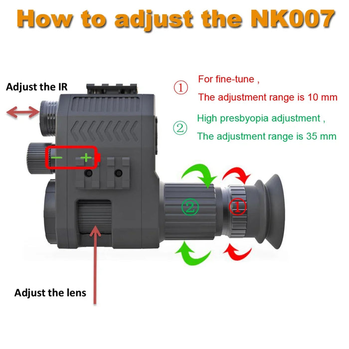 Megaorei Jagdfernglas mit Nachtsicht, Monokularoptik und Infrarotkamera für Fotografie und Videoaufzeichnung 200–400 m im Dunkeln NK007