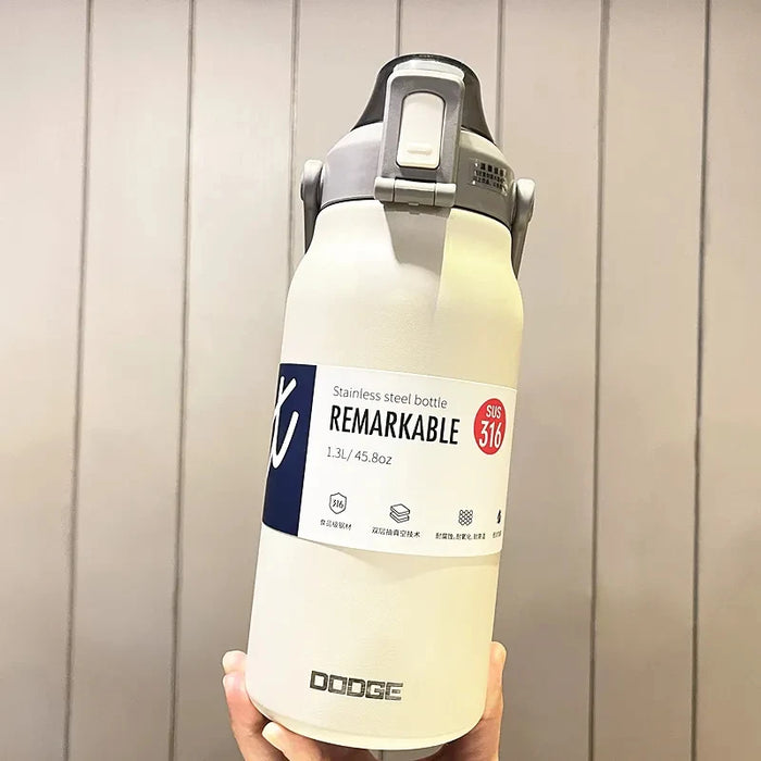 Bouteille thermos de grande capacité avec paille en acier inoxydable, récipient de chauffage et de refroidissement Durable pour la salle de sport