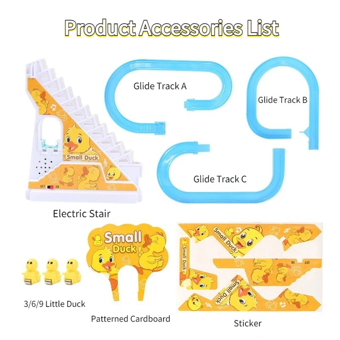 Petit canard électrique pour enfants, jouet d'escalade d'escalier, bricolage, piste de course ferroviaire, musique, montagnes russes, jouet de canard pour bébé et enfants, cadeau