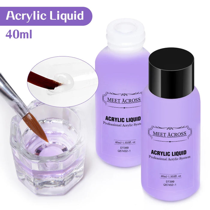 MEET ACROSS 40ml Liqueur Acrylique pour Poudre Acrylique, Monomère de Poussière pour Ongles, Nail Art en Cristal, Extension d'Ongles, Outil de Manucure de Sculpture