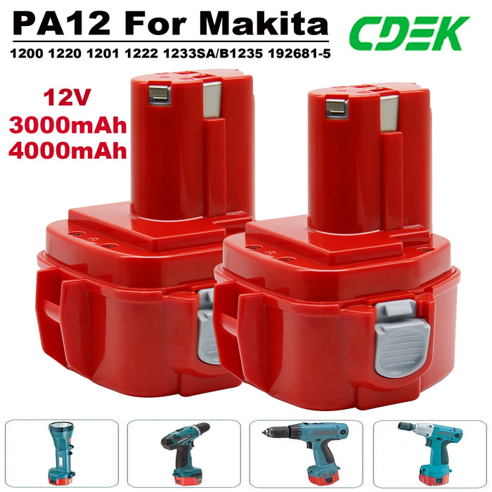 Batterie Ni-Mh haute performance 4000 mAh pour outils Makita 12 V – Compatible avec les modèles 1200 1220 1201 1222 1233SA B1235 192681 5