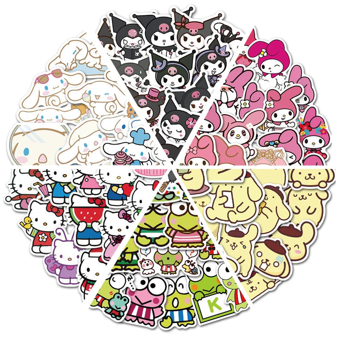 50 pegatinas encantadoras de Sanrio con Cinnamoroll, Kuromi y My Melody: ¡perfectas para fundas de portátiles y móviles!