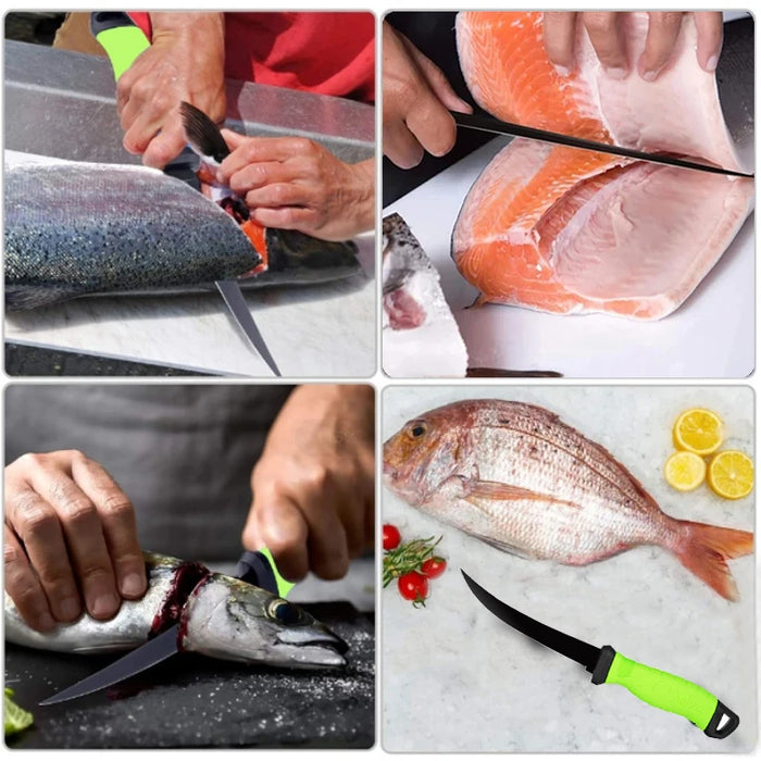 Filetiermesser aus Edelstahl für Fisch, Fleisch, Gemüse und Obst – Allround-Küchenmesser zum Schneiden und Schneiden