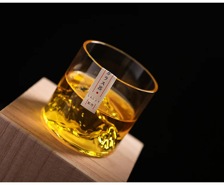 Verre à whisky de montagne 3D japonais au design glacier – Verre à whisky et vodka à l'ancienne dans une boîte en bois