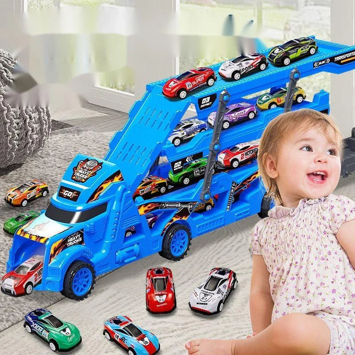 Große Kinder LKW Verformung Transport Fahrzeug Modell Spielzeug pädagogisches Modell Klapp Track Racing Fahrzeug für Jungen und Mädchen Geburtstagsgeschenk