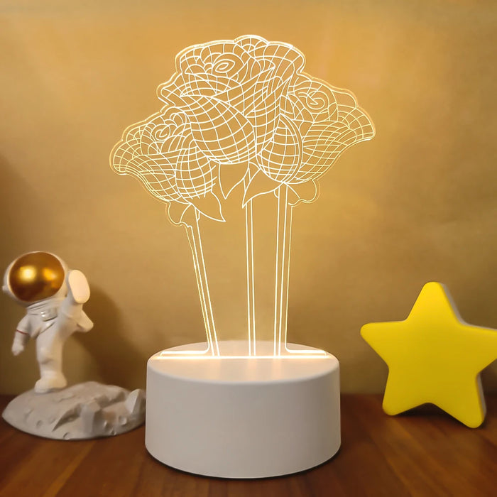 Lámpara de noche LED Sololander Creative 3D Illusions - Lámpara de mesa única para decoración del hogar con pantalla acrílica