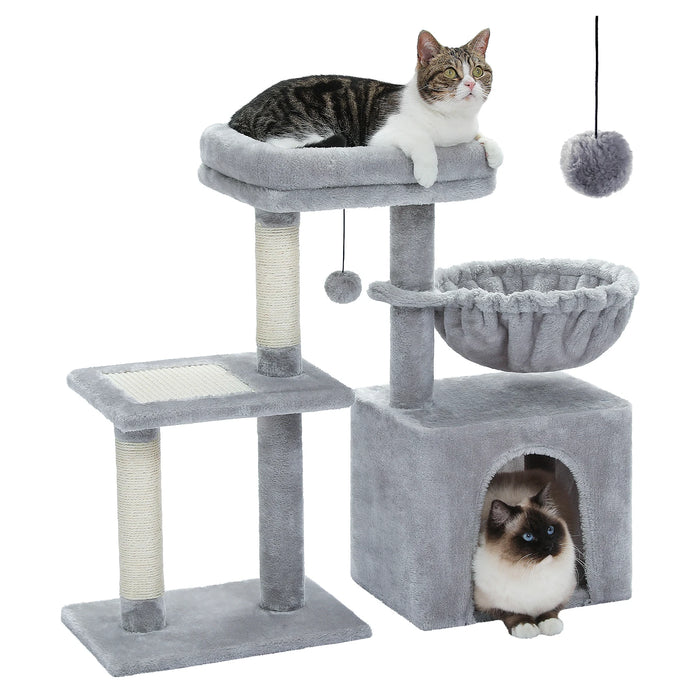 Arbre à chat Arbre à chat pour chats d'intérieur 2 styles Arbre d'activité pour chat avec poteaux à griffes Grand hamac et plate-forme supérieure amovible Gris