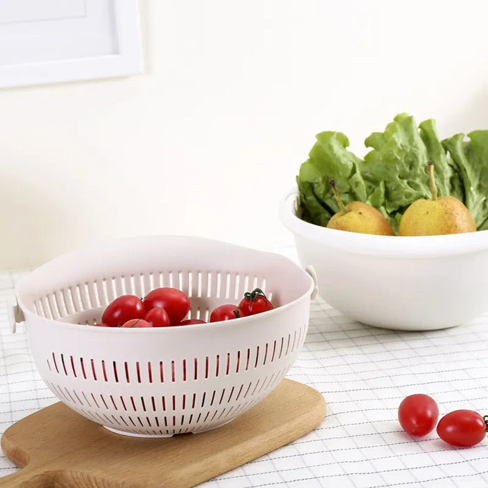 Panier à linge rotatif créatif avec bol à fruits et légumes détachable à Double couche