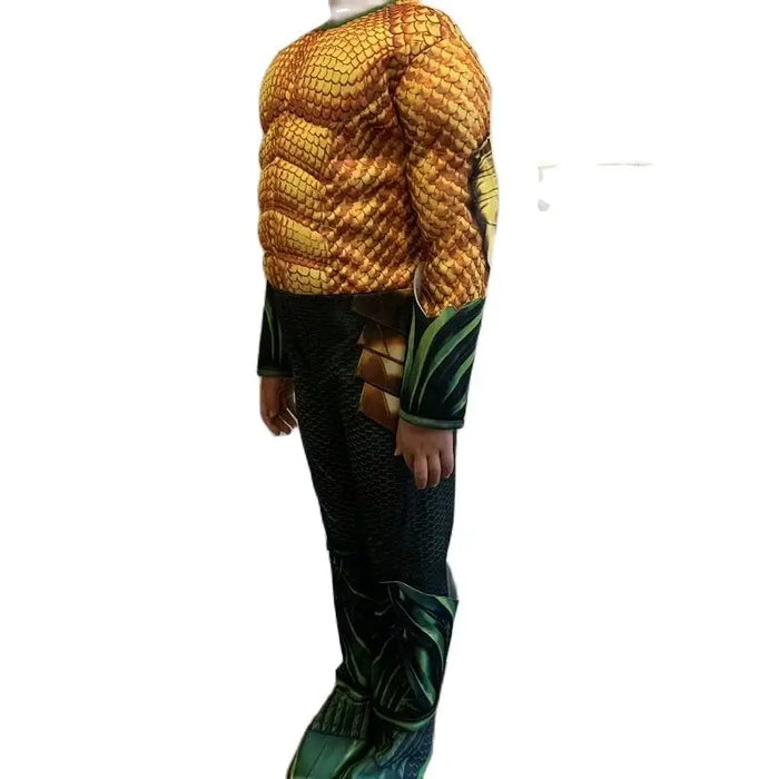 Costumes d'anime d'halloween pour enfants, Costume de Cosplay musculaire Aquaman or océan pour garçons, combinaisons de jeu de rôle de carnaval de super-héros pour enfants