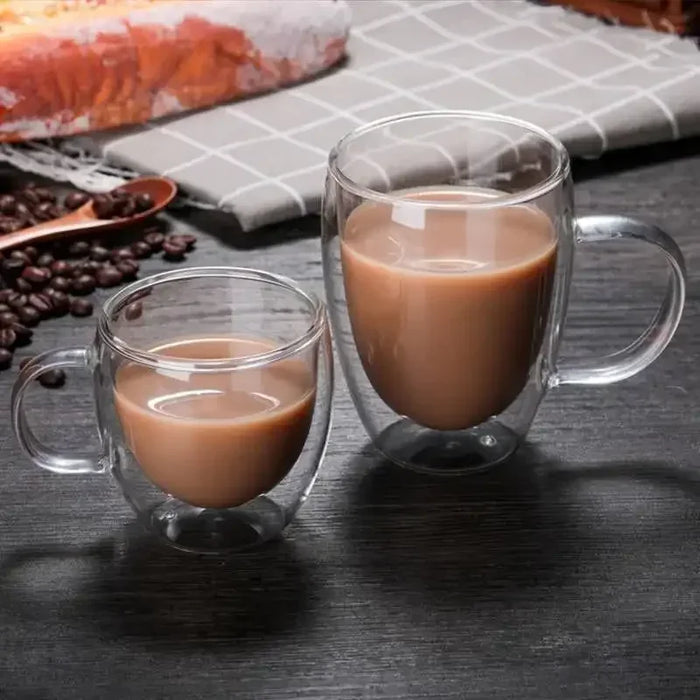 Tasse à café et à thé en verre à eau à double fond avec conception résistante à la chaleur pour le whisky, le cocktail et le vin - Ensemble de gobelets