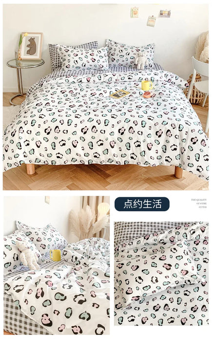 Niedliches Sanrio Hello Kitty Baumwoll-Bettwäsche-Set – vierteilig mit doppeltem Kissenbezug für Flickr-Zimmer und Heimtextilien