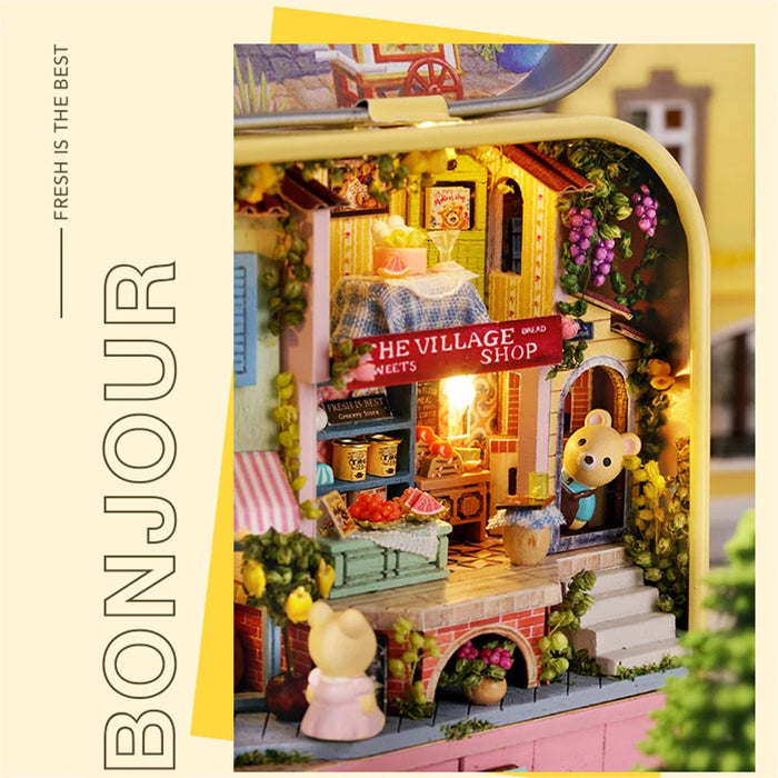 Maison de poupée en bois bricolage-maison Miniature de théâtre de boîte amusante faite à la main, Kit de construction de maison de poupée mignonne, jouets en bois pour les filles