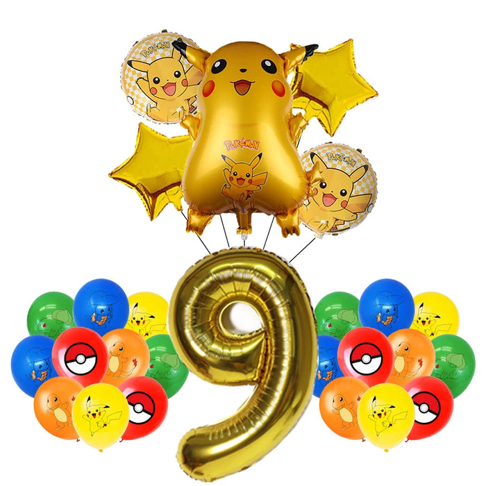 Essentiels de fête d'anniversaire sur le thème de Pikachu – Kit de ballons Lightning Pikachu, vaisselle, bannières et toile de fond pour fête d'enfants