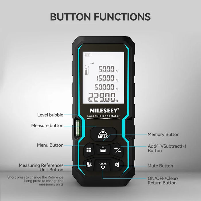 Medidor de distancia láser MILESEEY S6: 40 m a 100 m con protección IP54, cinta métrica electrónica de precisión