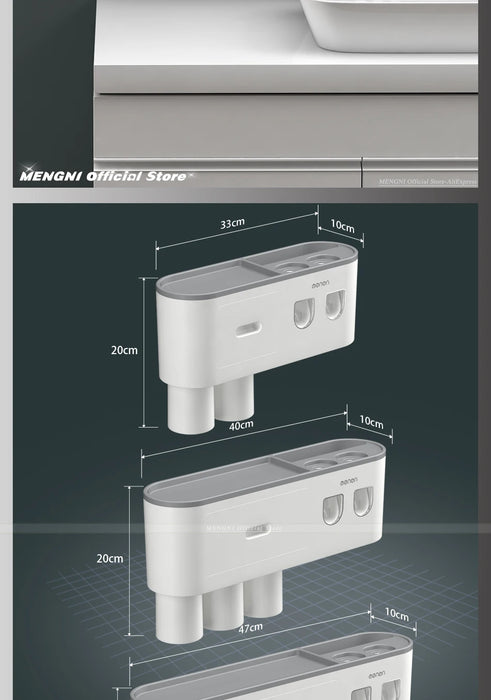 MENGNI-Soporte de pared para cepillo de dientes con adsorción magnética hacia arriba, estante de almacenamiento más delgado para pasta de dientes automática, accesorios de baño