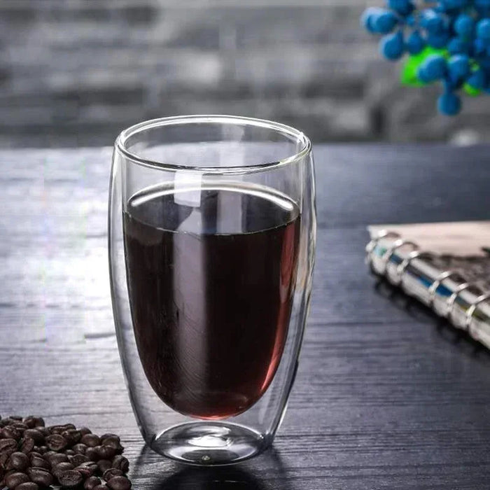 Tasse à café et à thé en verre à eau à double fond avec conception résistante à la chaleur pour le whisky, le cocktail et le vin - Ensemble de gobelets