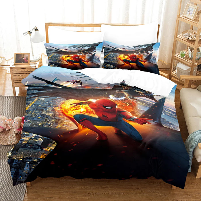 Spiderman-Bettwäsche-Set mit Bettdecke – universelles Design für Kinder und Erwachsene, modernes bedrucktes Doppelbett, einschließlich King-Size-Bett